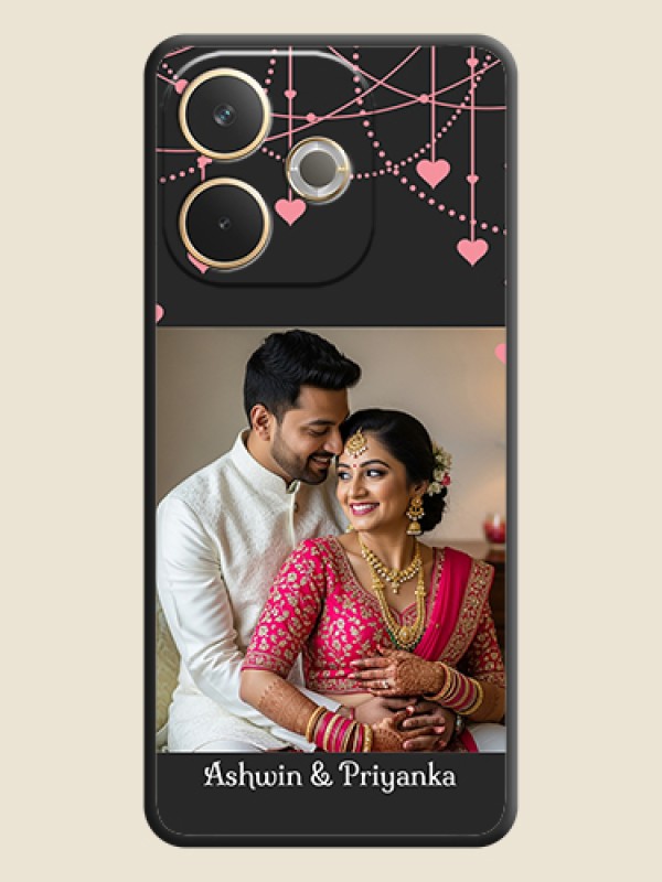 Custom Pink Love Hangings with Text On Space Black Custom Soft Matte Mobile Back Cover - Oppo A5 Pro 5G