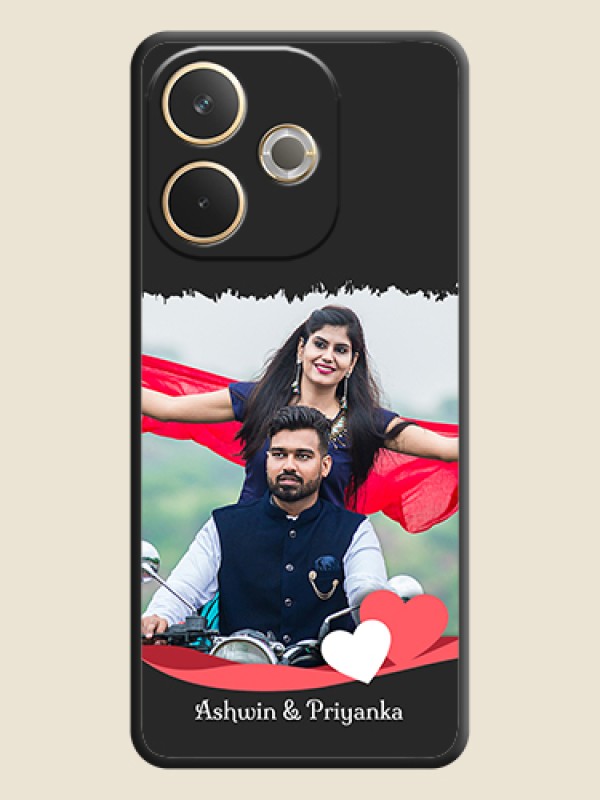 Custom Pin Color Love Shaped Ribbon Design with Text On Space Black Custom Soft Matte Mobile Back Cover - Oppo A5 Pro 5G