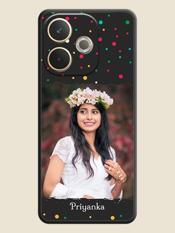 Custom Multicolor Dotted Pattern with Text On Space Black Custom Soft Matte Mobile Back Cover - Oppo A5 Pro 5G