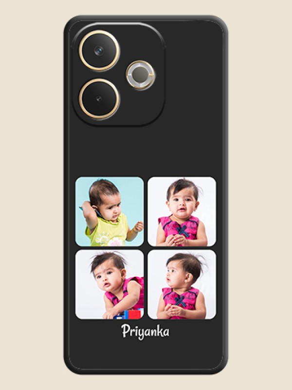 Custom Floral Art with 6 Image Holder on Photo On Space Black Custom Soft Matte Mobile Back Cover - Oppo A5 Pro 5G