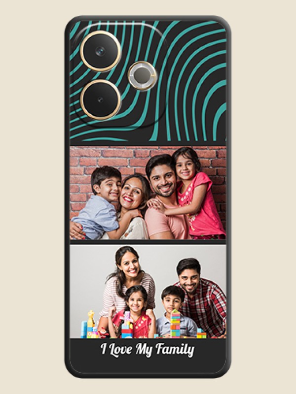 Custom Wave Pattern with 2 Image Holder On Space Black Custom Soft Matte Mobile Back Cover - Oppo A5 Pro 5G