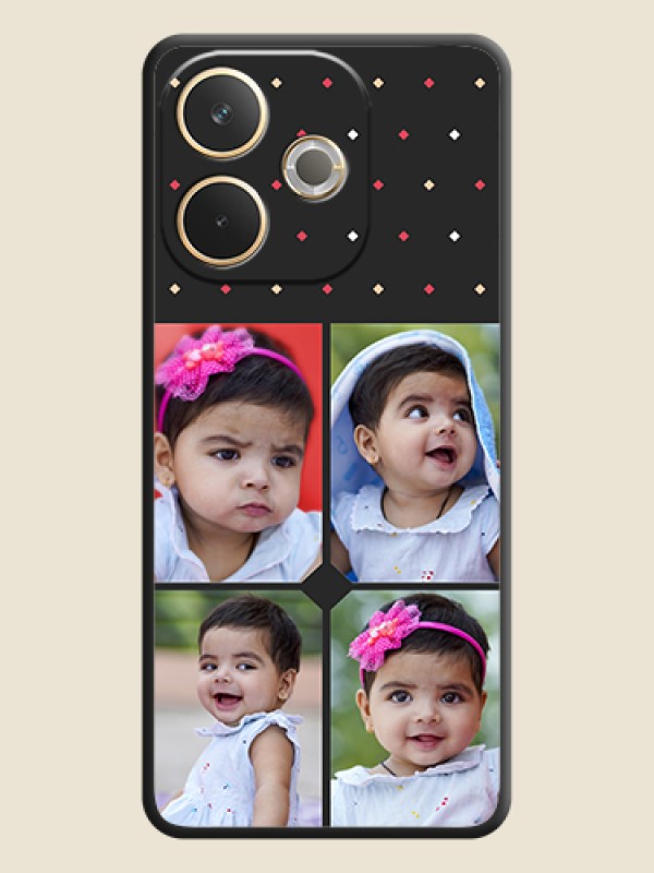 Custom Multicolor Dotted Pattern with 4 Image Holder On Space Black Custom Soft Matte Mobile Back Cover - Oppo A5 Pro 5G