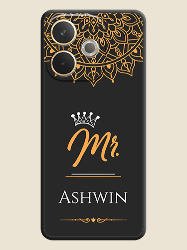 Custom Mr Name with Floral Design On Space Black Custom Soft Matte Mobile Back Cover - Oppo A5 Pro 5G