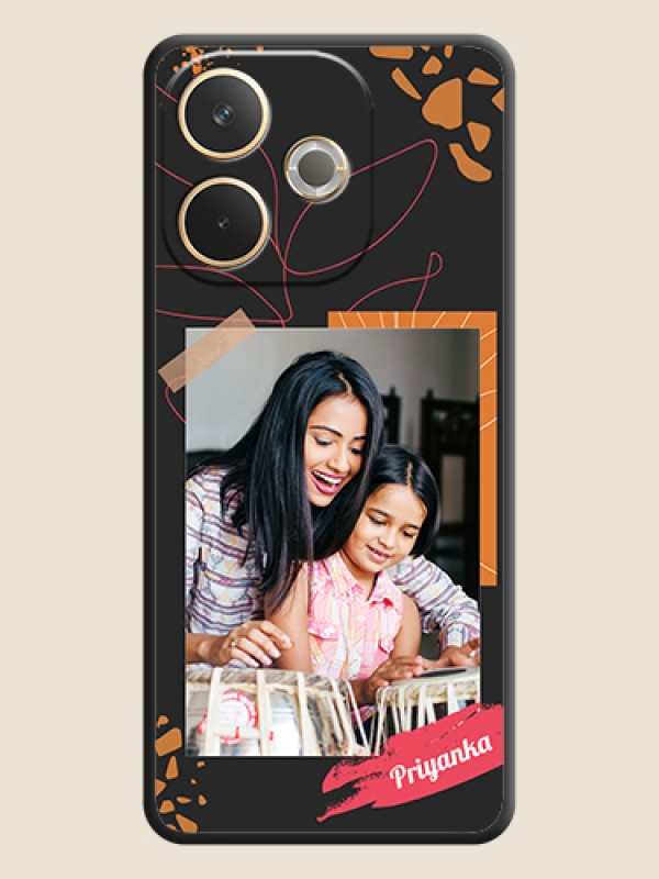 Custom Orange Photo Frame On Space Black Custom Soft Matte Mobile Back Cover - Oppo A5 Pro 5G