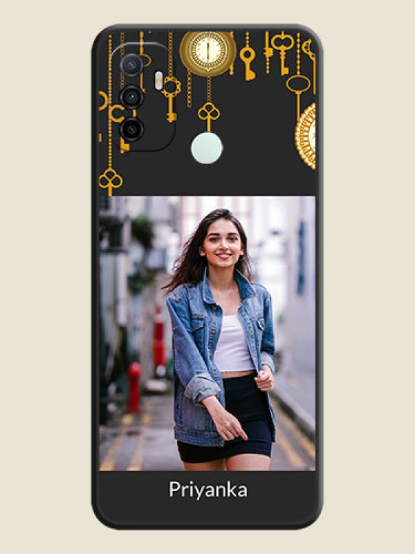 Custom Decorative Design with Text on Space Black Custom Soft Matte Back Cover - Oppo A53 2020