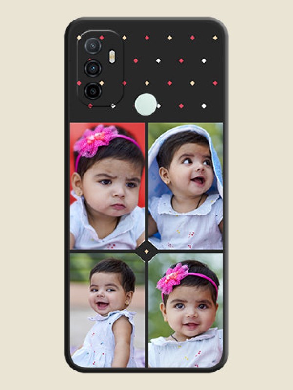 Custom Multicolor Dotted Pattern with 4 Image Holder on Space Black Custom Soft Matte Phone Cases - Oppo A53 2020