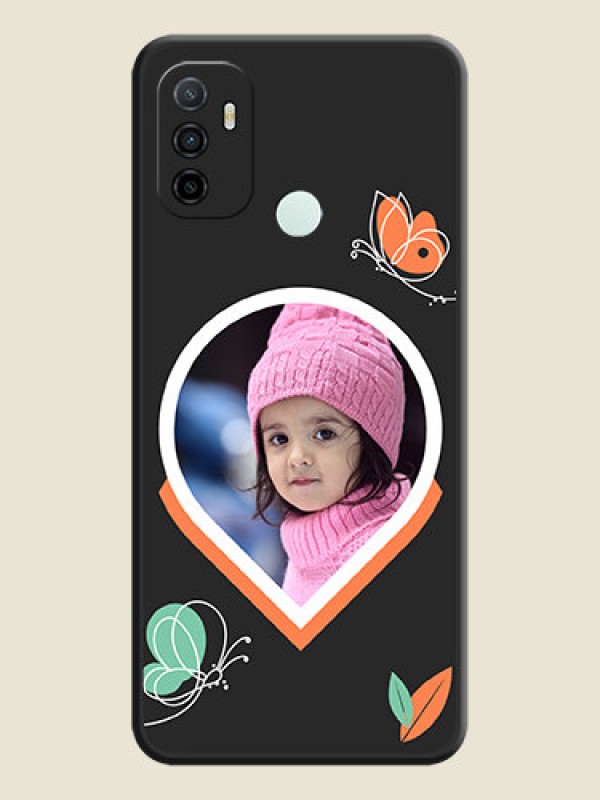 Custom Upload Pic With Simple Butterly Design On Space Black Personalized Soft Matte Phone Covers -Oppo A53