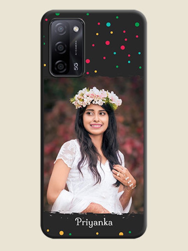 Custom Multicolor Dotted Pattern with Text on Space Black Custom Soft Matte Phone Back Cover - Oppo A53s 5G