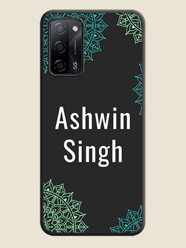 Custom Your Name with Floral Design on Space Black Custom Soft Matte Back Cover - Oppo A53s 5G