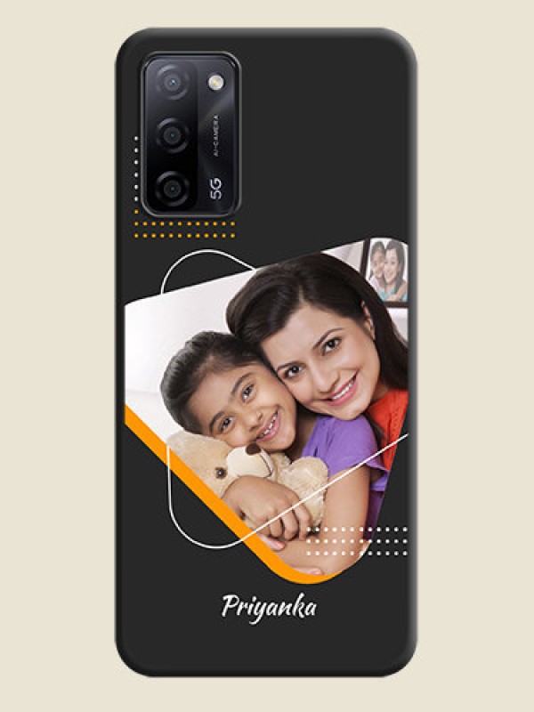 Custom Yellow Triangle on Photo on Space Black Soft Matte Phone Cover - Oppo A53s 5G