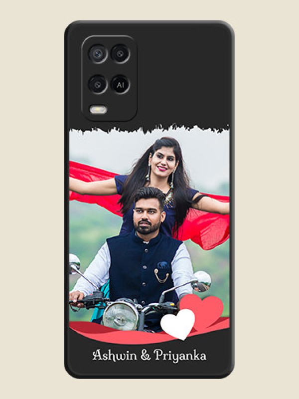 Custom Pin Color Love Shaped Ribbon Design with Text on Space Black Custom Soft Matte Phone Back Cover - Oppo A54