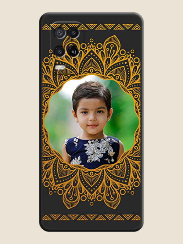 Custom Round Image with Floral Design on Photo on Space Black Soft Matte Mobile Cover - Oppo A54