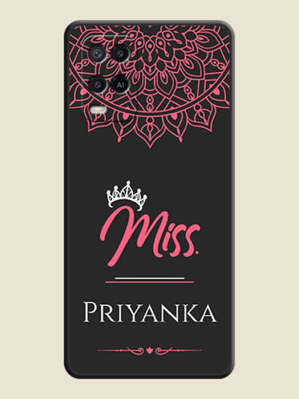 Custom Mrs Name with Floral Design on Space Black Personalized Soft Matte Phone Covers - Oppo A54