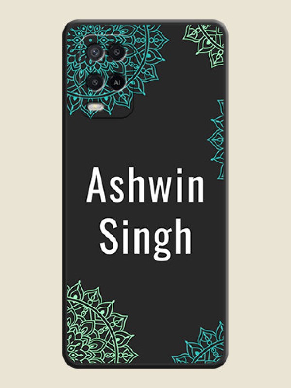 Custom Your Name with Floral Design on Space Black Custom Soft Matte Back Cover - Oppo A54