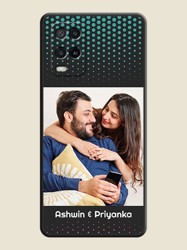 Custom Faded Dots with Grunge Photo Frame and Text on Space Black Custom Soft Matte Phone Cases - Oppo A54