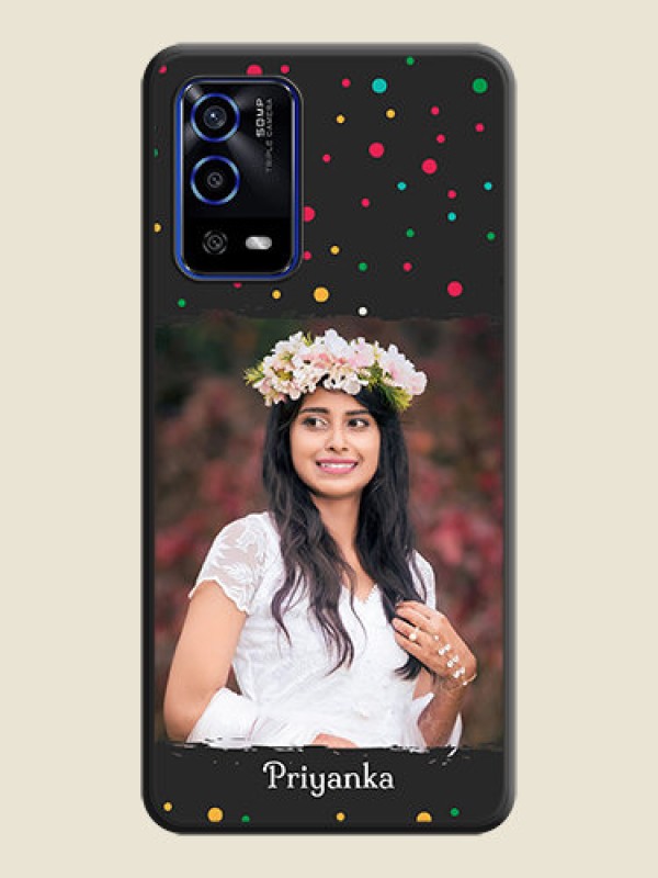 Custom Multicolor Dotted Pattern with Text on Space Black Custom Soft Matte Phone Back Cover - Oppo A55