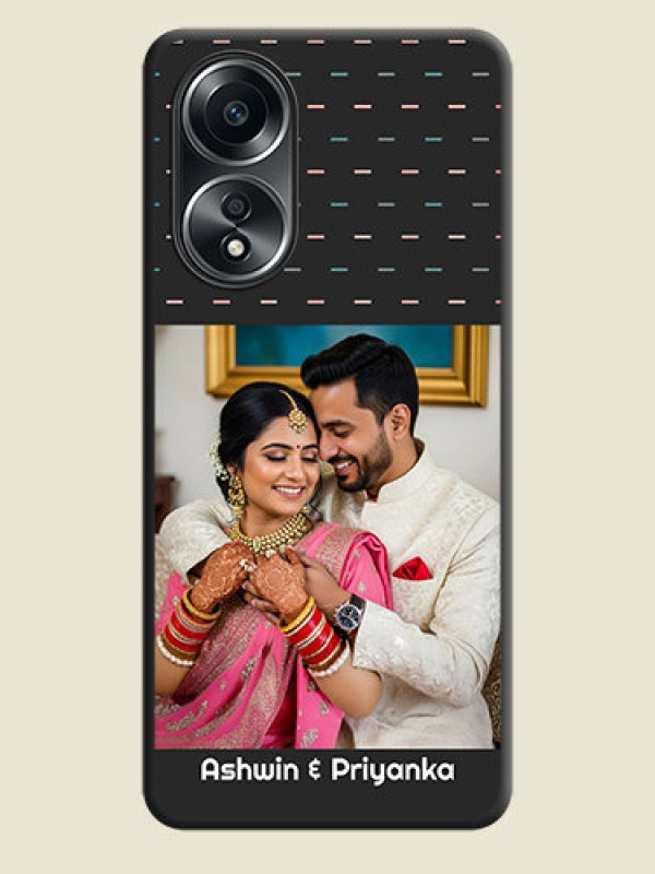 Custom Line Pattern Design with Text on Space Black Custom Soft Matte Phone Back Cover - Oppo A58