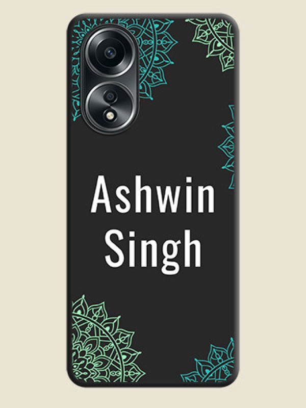 Custom Your Name with Floral Design on Space Black Custom Soft Matte Back Cover - Oppo A58