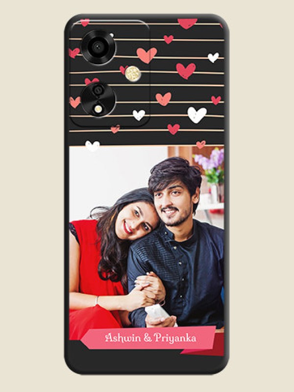 Custom Love Pattern with Name on Pink Ribbon on Photo On Space Black Custom Soft Matte Mobile Back Cover - Oppo A59 5G
