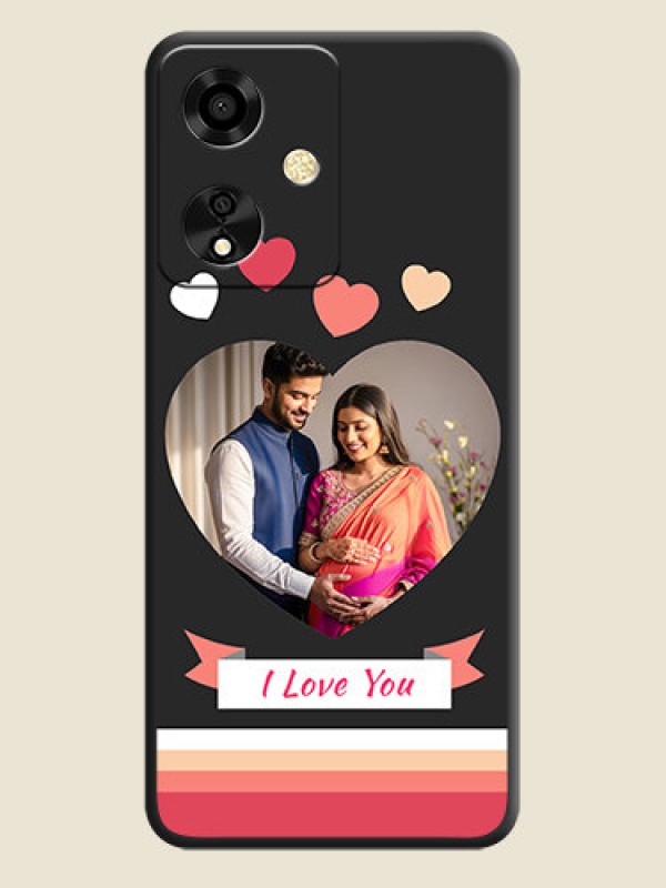 Custom Love Shaped Photo with Colorful Stripes On Space Black Custom Soft Matte Mobile Back Cover - Oppo A59 5G