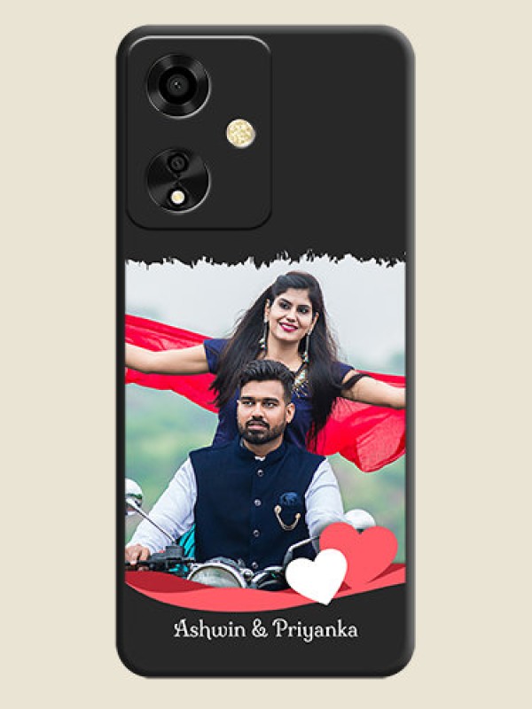 Custom Pin Color Love Shaped Ribbon Design with Text On Space Black Custom Soft Matte Mobile Back Cover - Oppo A59 5G