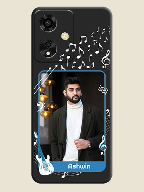 Custom Musical Theme Design with Text on Photo On Space Black Custom Soft Matte Mobile Back Cover - Oppo A59 5G