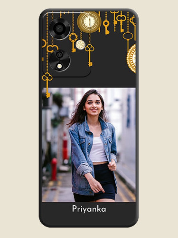 Custom Decorative Design with Text On Space Black Custom Soft Matte Mobile Back Cover - Oppo A59 5G