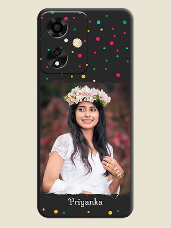 Custom Multicolor Dotted Pattern with Text On Space Black Custom Soft Matte Mobile Back Cover - Oppo A59 5G