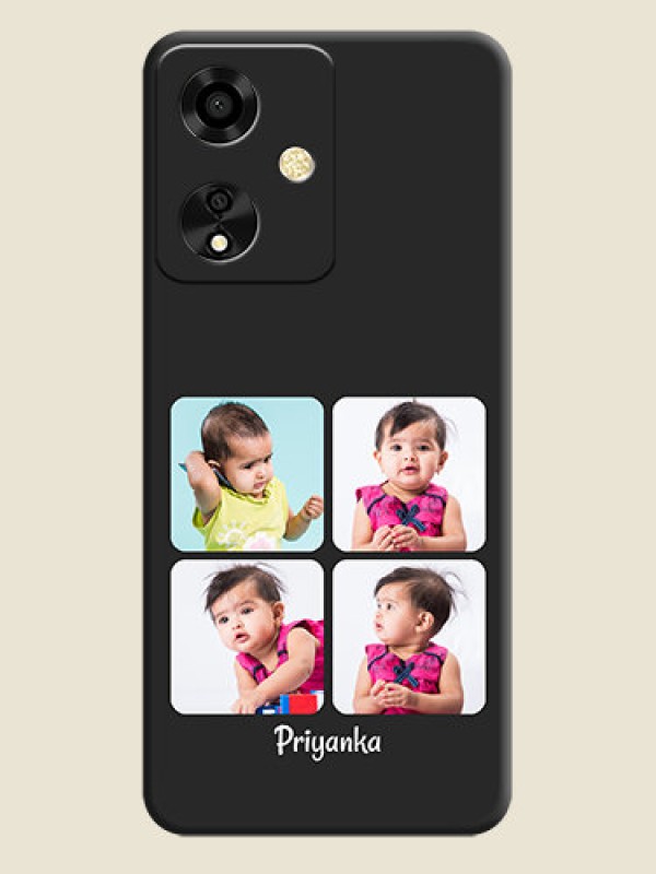 Custom Floral Art with 6 Image Holder on Photo On Space Black Custom Soft Matte Mobile Back Cover - Oppo A59 5G