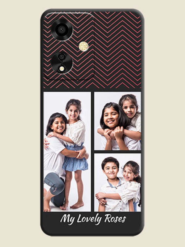 Custom Wave Pattern with 3 Image Holder On Space Black Custom Soft Matte Mobile Back Cover - Oppo A59 5G