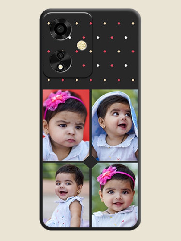 Custom Multicolor Dotted Pattern with 4 Image Holder On Space Black Custom Soft Matte Mobile Back Cover - Oppo A59 5G