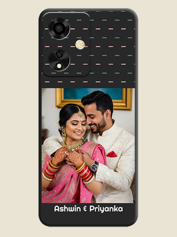 Custom Line Pattern Design with Text On Space Black Custom Soft Matte Mobile Back Cover - Oppo A59 5G