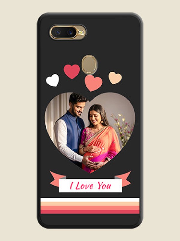 Custom Love Shaped Photo with Colorful Stripes on Personalised Space Black Soft Matte Cases - Oppo A5s