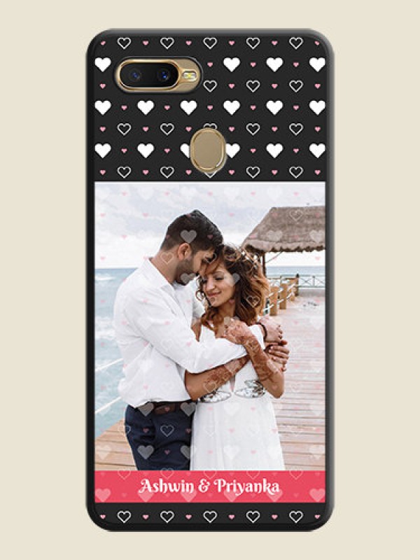 Custom White Color Love Symbols with Text Design on Photo on Space Black Soft Matte Phone Cover - Oppo A5s