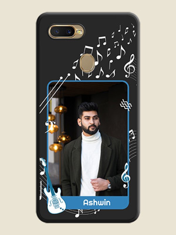 Custom Musical Theme Design with Text on Photo on Space Black Soft Matte Mobile Case - Oppo A5s