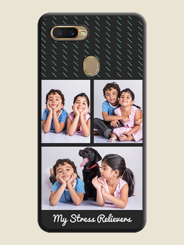 Custom Cross Dotted Pattern with 2 Image Holder on Personalised Space Black Soft Matte Cases - Oppo A5s