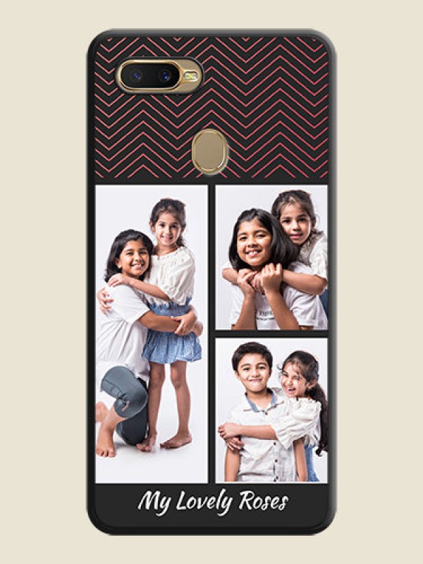 Custom Wave Pattern with 3 Image Holder on Space Black Custom Soft Matte Back Cover - Oppo A5s