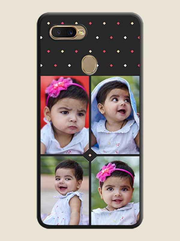 Custom Multicolor Dotted Pattern with 4 Image Holder on Space Black Custom Soft Matte Phone Cases - Oppo A5s
