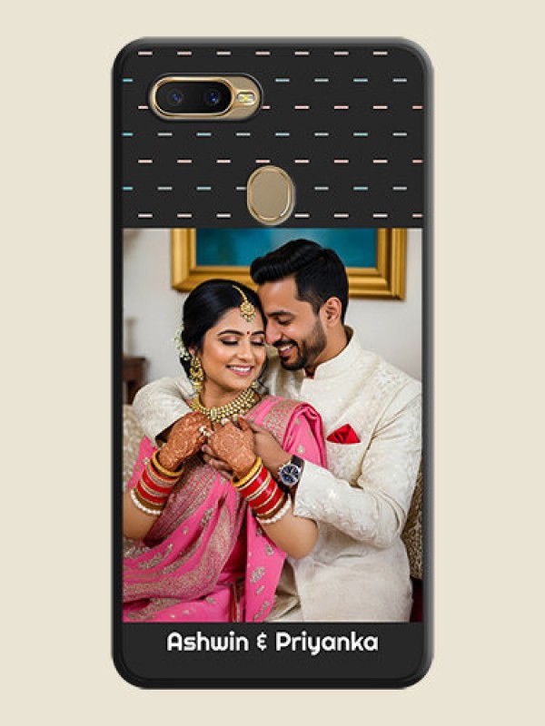 Custom Line Pattern Design with Text on Space Black Custom Soft Matte Phone Back Cover - Oppo A5s