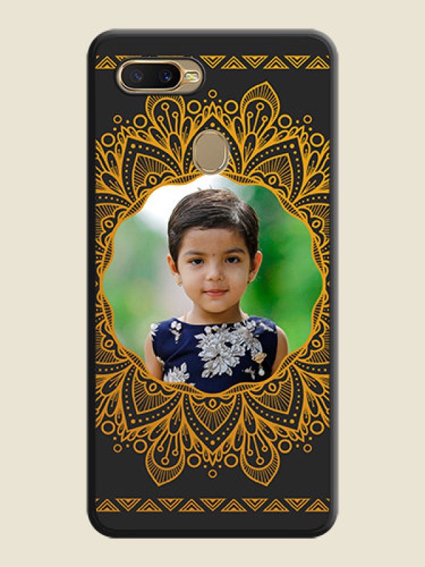 Custom Round Image with Floral Design on Photo on Space Black Soft Matte Mobile Cover - Oppo A5s