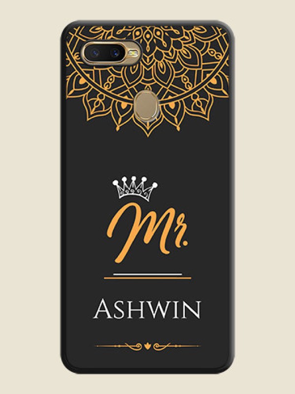 Custom Mr Name with Floral Design on Personalised Space Black Soft Matte Cases - Oppo A5s