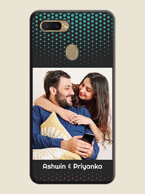 Custom Faded Dots with Grunge Photo Frame and Text on Space Black Custom Soft Matte Phone Cases - Oppo A5s