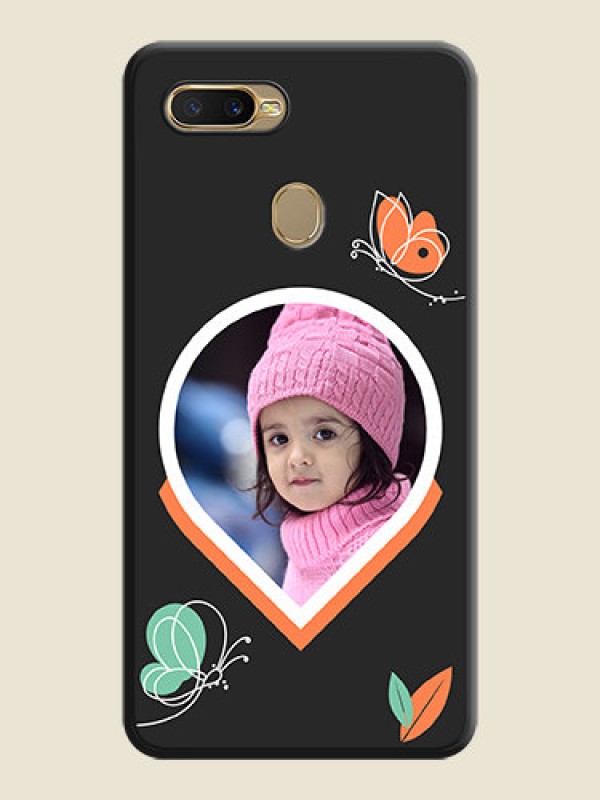 Custom Upload Pic With Simple Butterly Design On Space Black Personalized Soft Matte Phone Covers -Oppo A5S