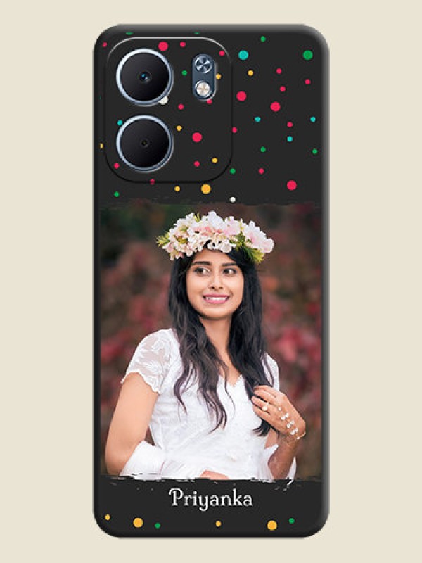 Custom Multicolor Dotted Pattern with Text On Space Black Custom Soft Matte Mobile Back Cover - Oppo A5X 4G