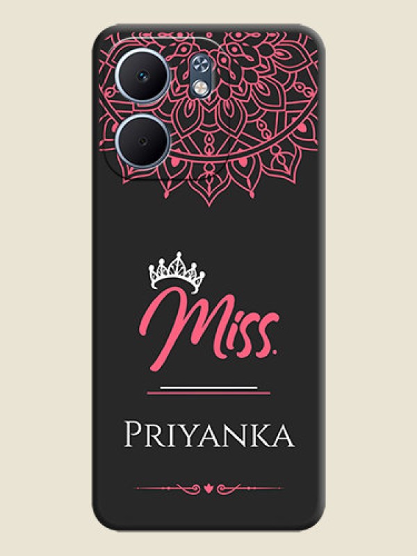 Custom Mrs Name with Floral Design On Space Black Custom Soft Matte Mobile Back Cover - Oppo A5X 4G