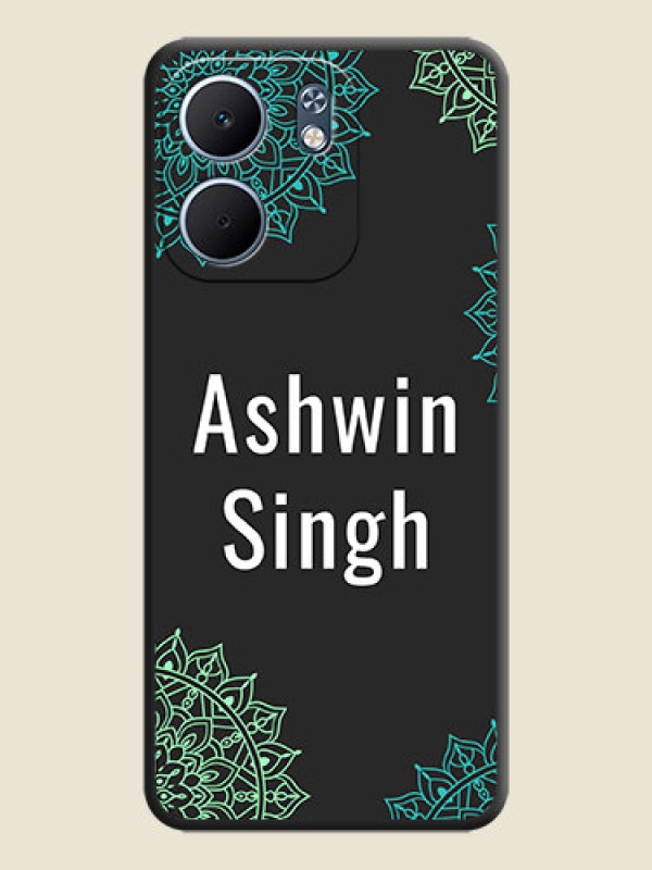 Custom Your Name with Floral Design On Space Black Custom Soft Matte Mobile Back Cover - Oppo A5X 4G