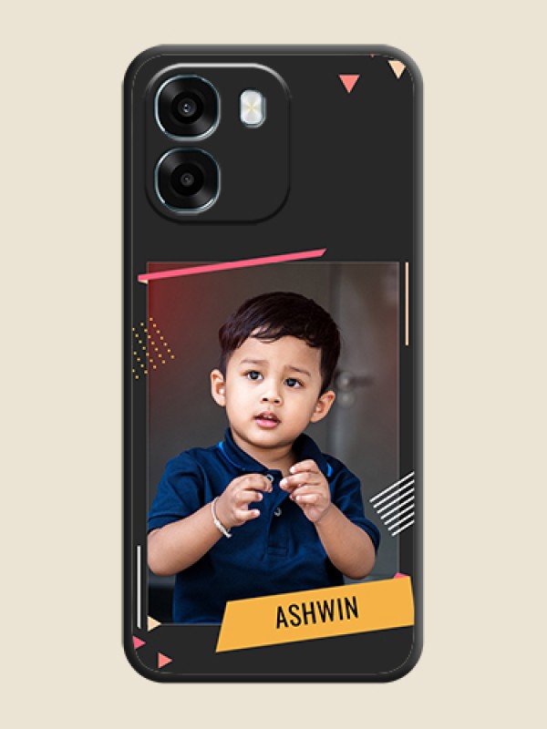 Custom Photo Frame with Triangle Small Dots on Photo On Space Black Custom Soft Matte Mobile Back Cover - Oppo A6 5G