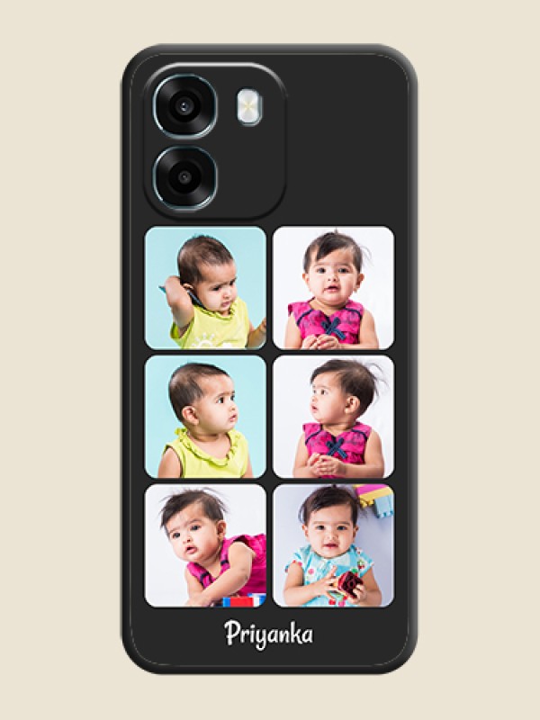 Custom Floral Art with 6 Image Holder on Photo On Space Black Custom Soft Matte Mobile Back Cover - Oppo A6 5G