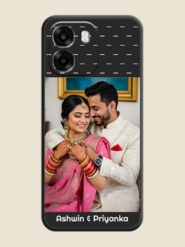 Custom Line Pattern Design with Text On Space Black Custom Soft Matte Mobile Back Cover - Oppo A6 5G