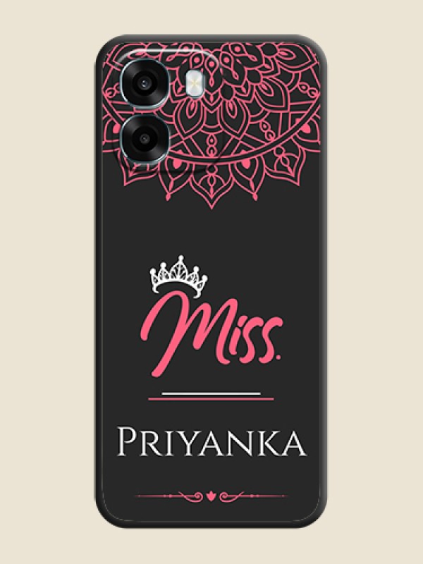 Custom Mrs Name with Floral Design On Space Black Custom Soft Matte Mobile Back Cover - Oppo A6 5G